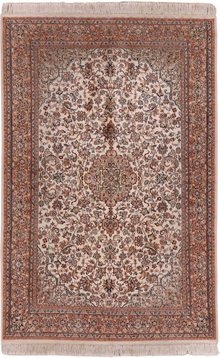 Indian Oriental Rug 124 × 182 cm, Silk, hand-knotted, vintage