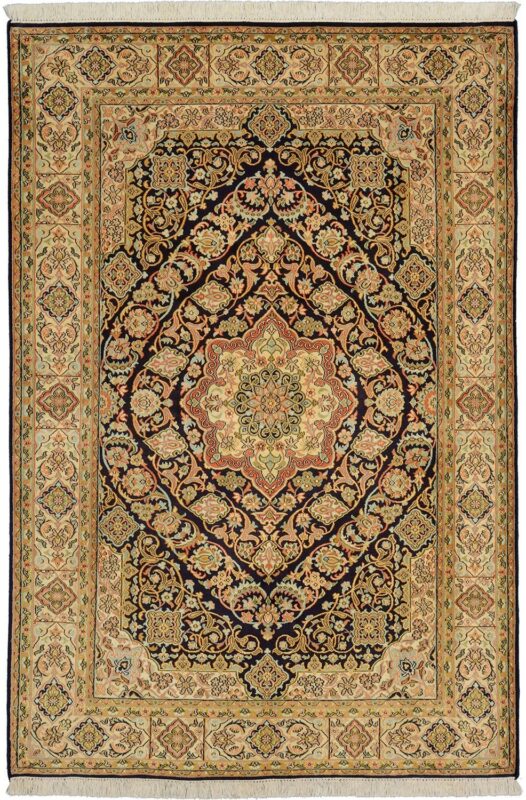 Indian Oriental Rug 128 × 189 cm, Silk, hand-knotted, densely knotted