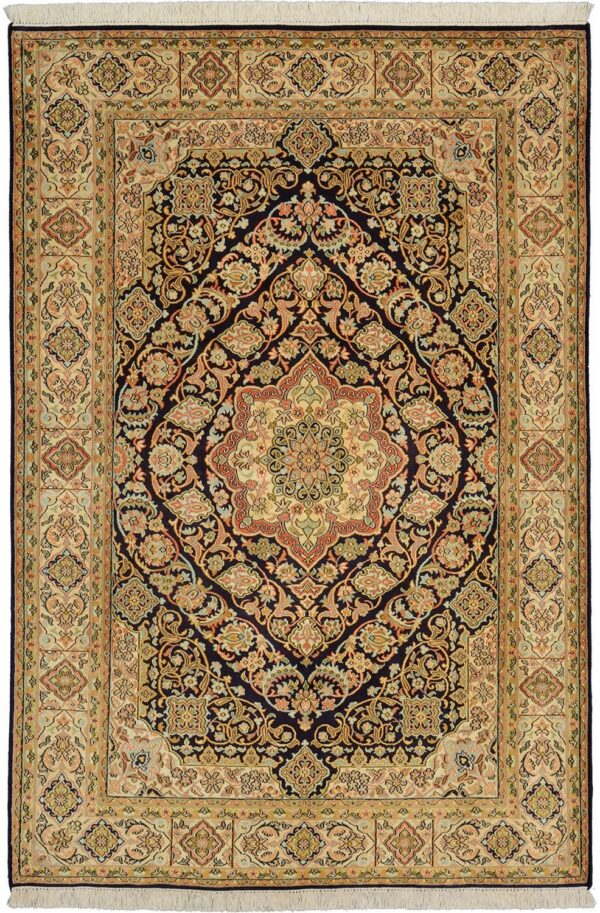 Indian Oriental Rug 128 × 189 cm, Silk, hand-knotted, densely knotted
