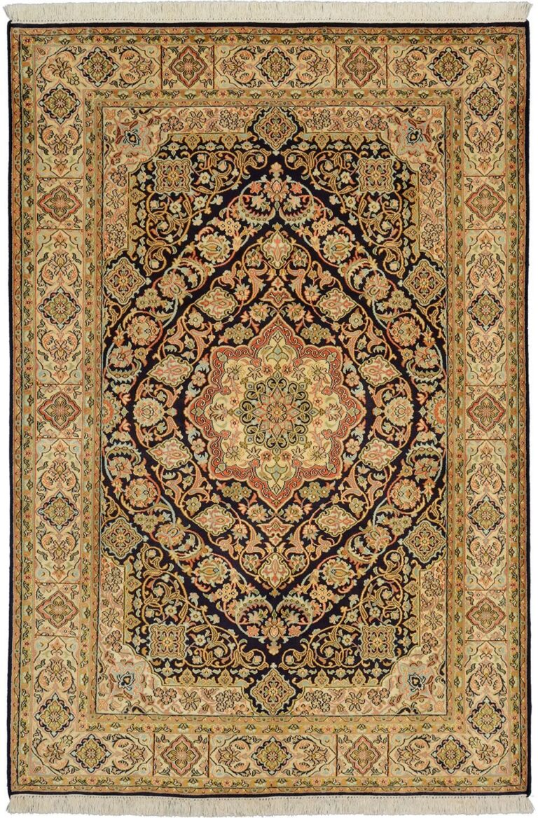 Indian Oriental Rug 128 × 189 cm, Silk, hand-knotted, densely knotted