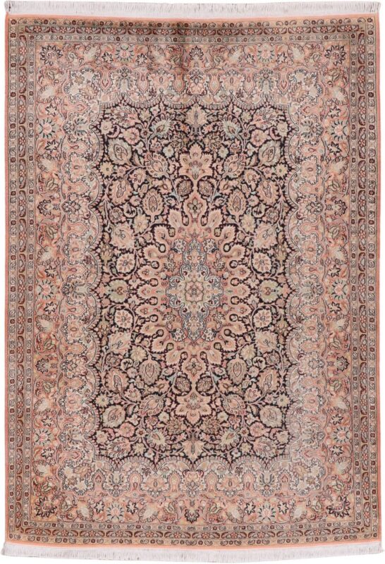 Indian Oriental Rug 159 × 218 cm, Silk, hand-knotted, vintage