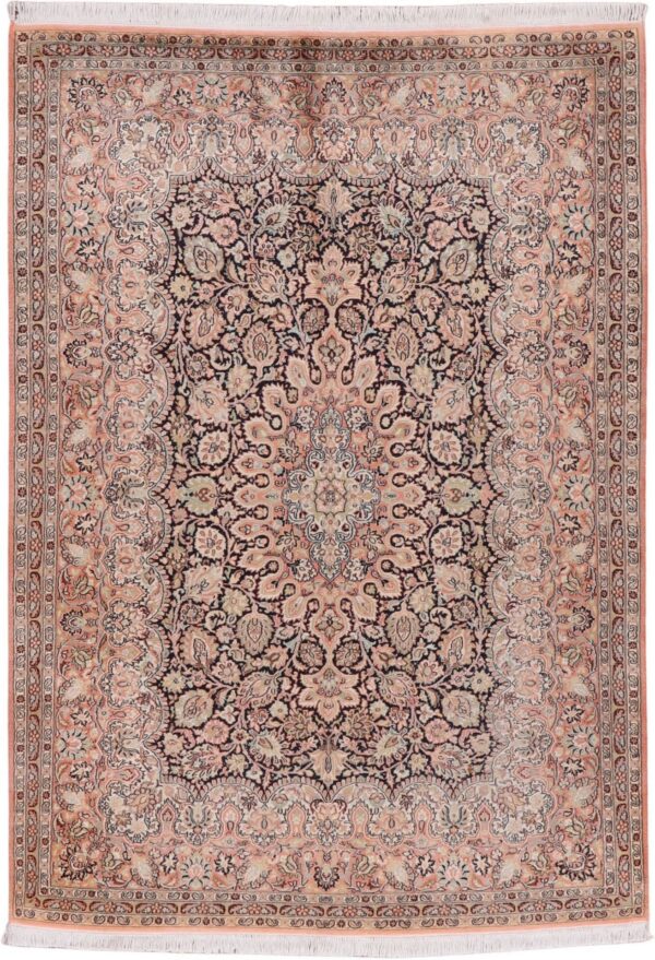 Indian Oriental Rug 159 × 218 cm, Silk, hand-knotted, vintage