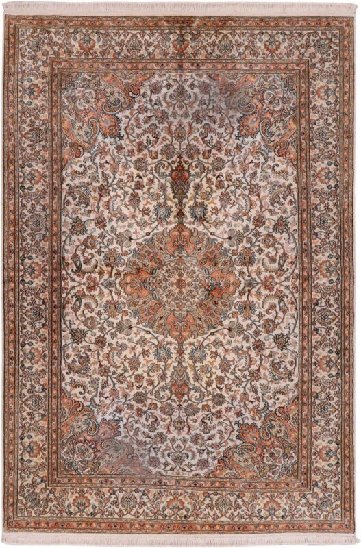 Indian Oriental Rug 170 × 245 cm, Silk, hand-knotted, vintage