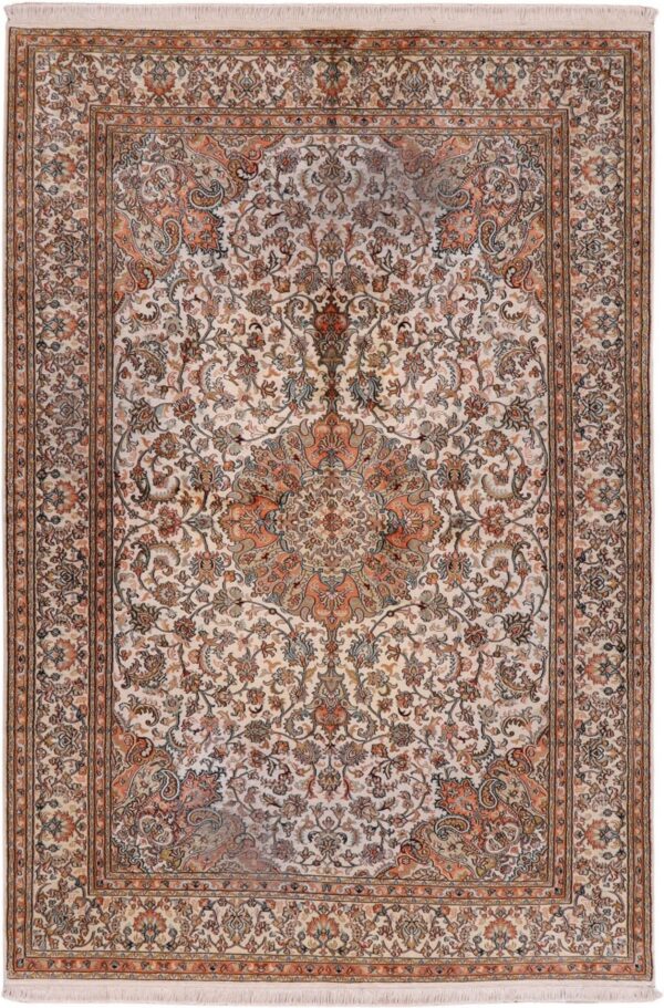 Indian Oriental Rug 170 × 245 cm, Silk, hand-knotted, vintage