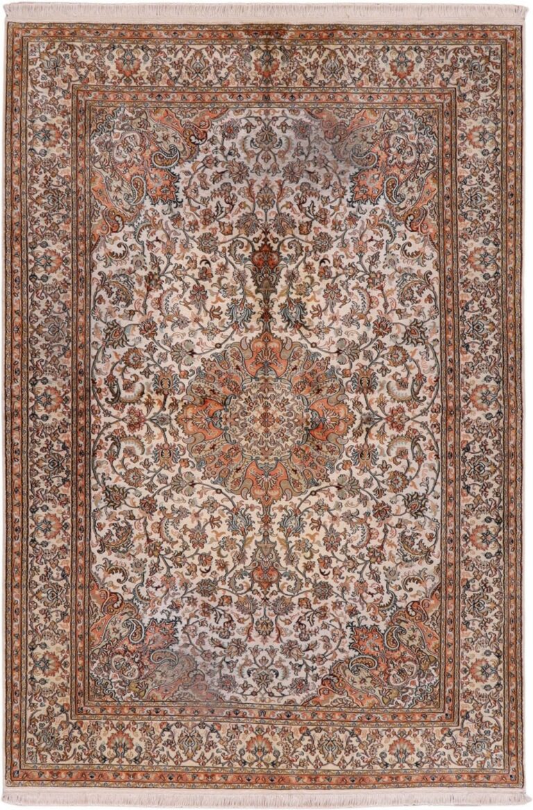 Indian Oriental Rug 170 × 245 cm, Silk, hand-knotted, vintage
