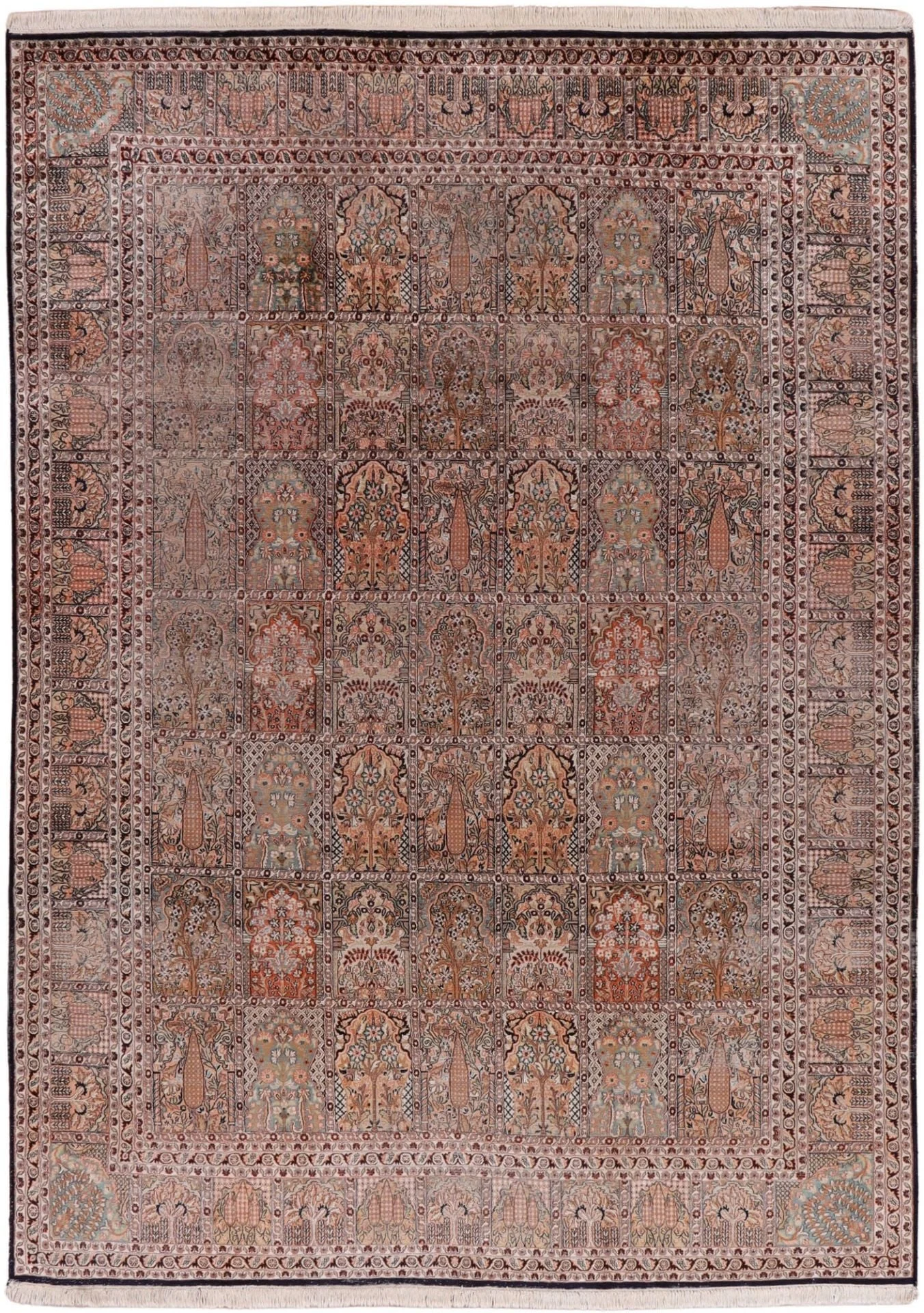 Indian Oriental Rug 243 × 339 cm, Silk, hand-knotted, vintage