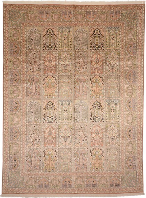 Indian Oriental Rug 273 × 370 cm, Silk, hand-knotted Indian Oriental Rug 273 × 370 cm, Silk, hand-knotted