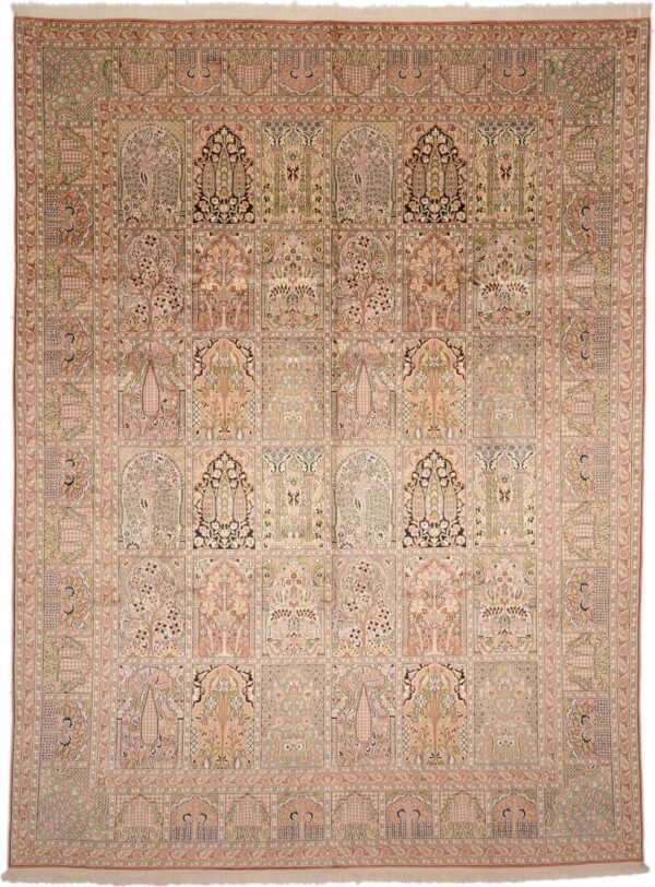 Indian Oriental Rug 273 × 370 cm, Silk, hand-knotted Indian Oriental Rug 273 × 370 cm, Silk, hand-knotted