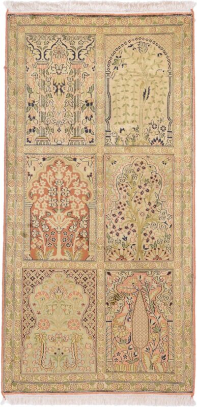 Indian Oriental Rug 49 × 120 cm, Silk, hand-knotted
