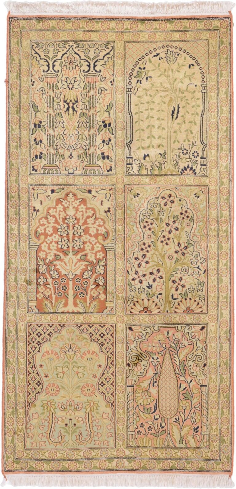 Indian Oriental Rug 49 × 120 cm, Silk, hand-knotted
