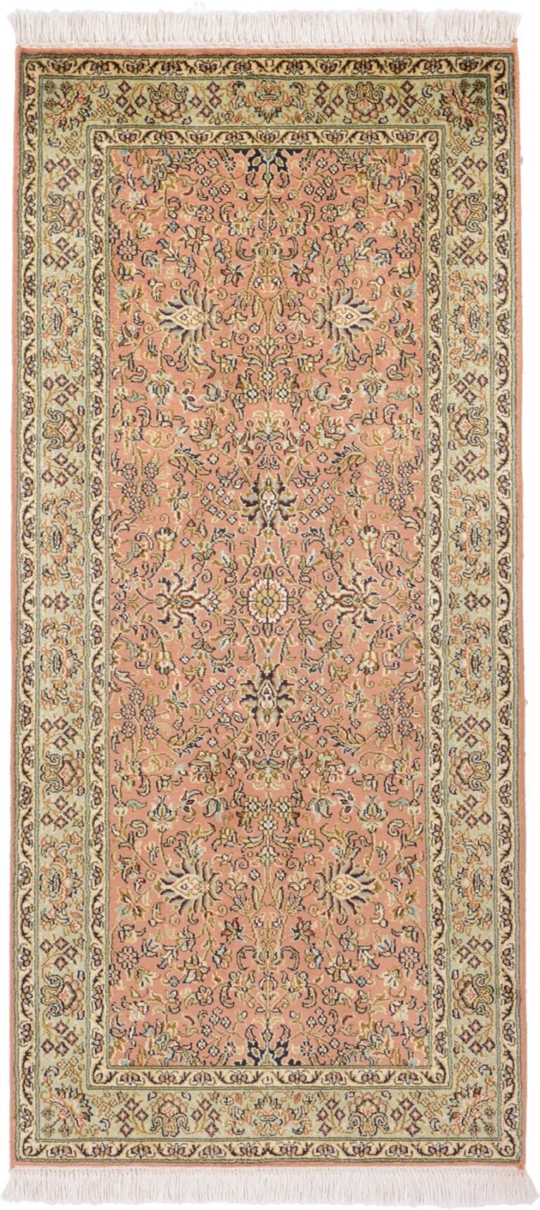 Indian Oriental Rug 62 × 135 cm, Silk, hand-knotted