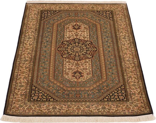 Indian Oriental Rug 95 × 155 cm, Silk, hand-knotted — view 2