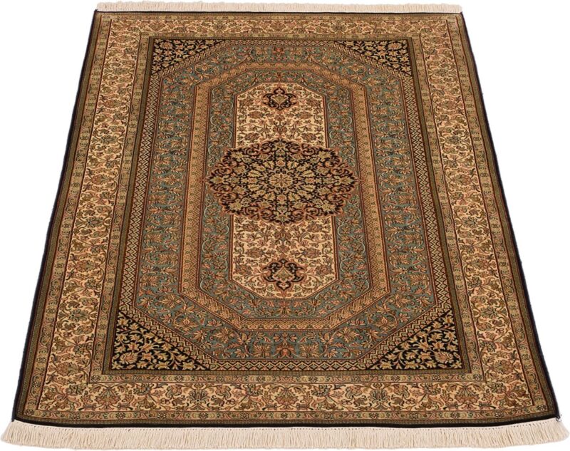 Indian Oriental Rug 95 × 155 cm, Silk, hand-knotted — view 2