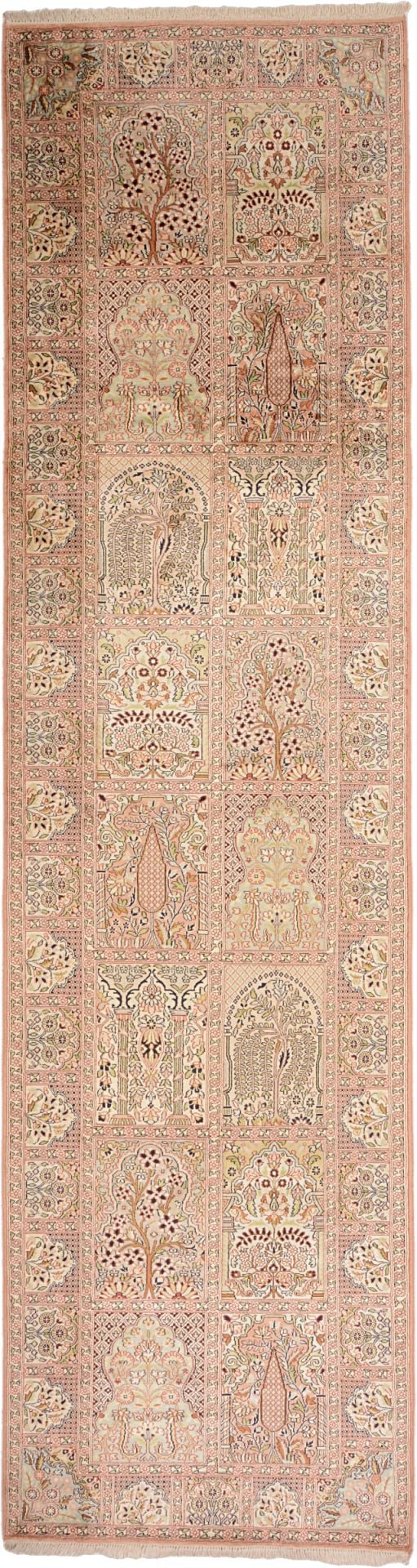 Indian Oriental Rug 98 × 365 cm, Silk, hand-knotted, exclusive Indian Oriental Rug 98 × 365 cm, Silk, hand-knotted, exclusive