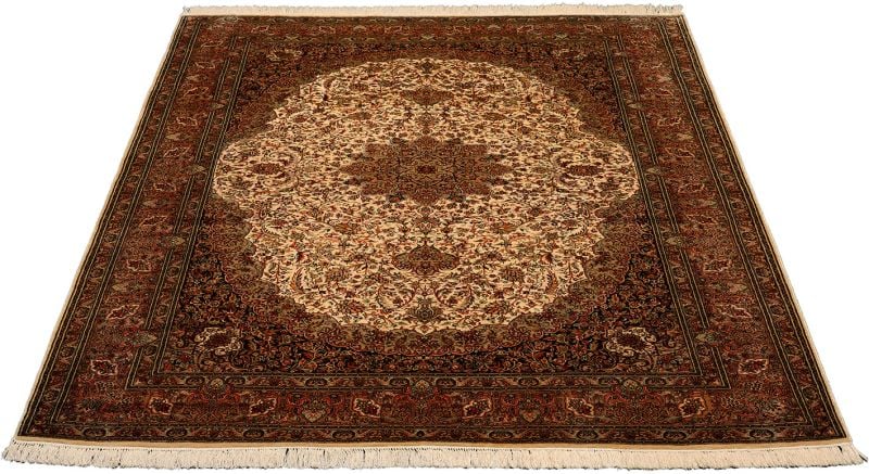 Kashmir Oriental Rug 158 × 219 cm, Silk, hand-knotted — view 2