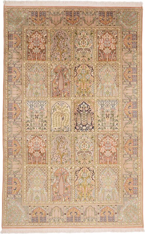 Kashmir Oriental Rug 166 × 261 cm, Silk, hand-knotted, pastel