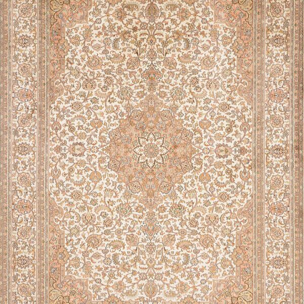Kashmir Oriental Rug 175 × 246 cm, Silk, White/Beige, hand-knotted — view 6
