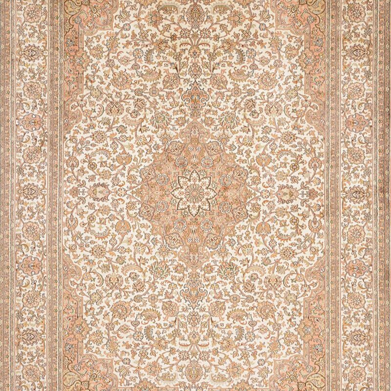 Kashmir Oriental Rug 175 × 246 cm, Silk, White/Beige, hand-knotted — view 6
