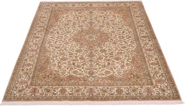 Kashmir Oriental Rug 175 × 246 cm, Silk, White/Beige, hand-knotted — view 2