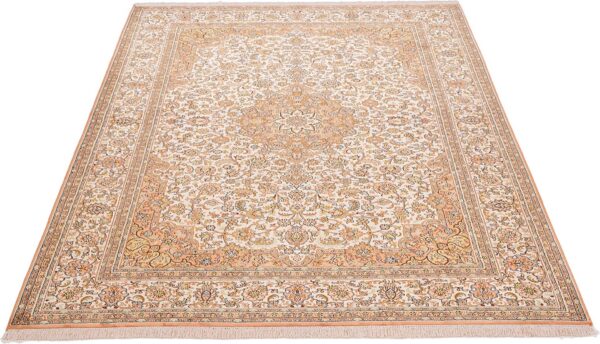Kashmir Oriental Rug 175 × 246 cm, Silk, White/Beige, hand-knotted — view 3