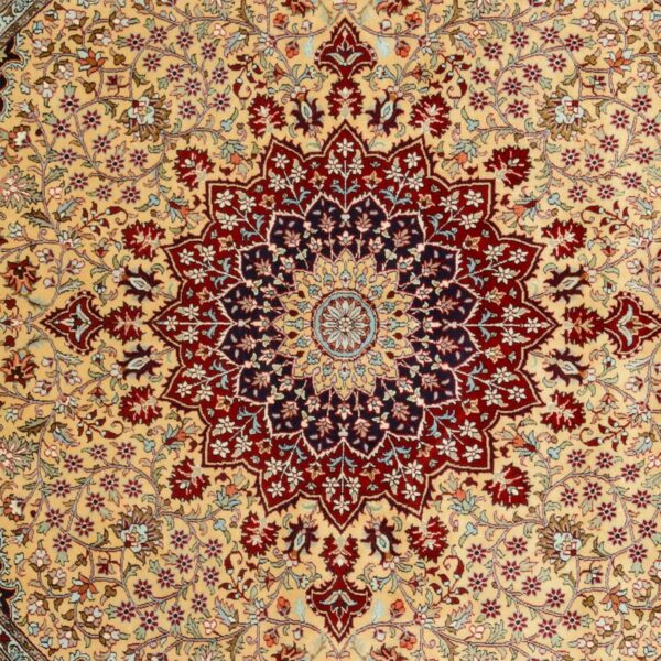 Kashmir Oriental Rug 182 × 186 cm, Silk, hand-knotted, pastel — view 4