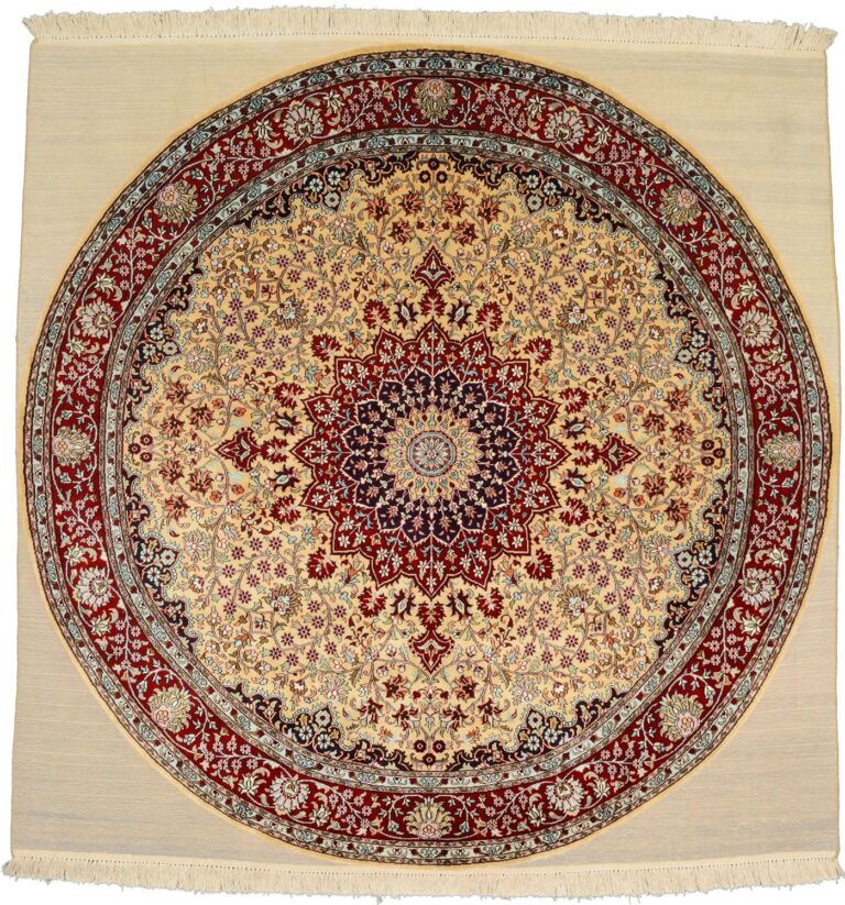 Kashmir Oriental Rug 182 × 186 cm, Silk, hand-knotted, pastel