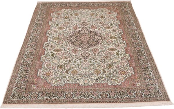 Kashmir Oriental Rug 185 × 276 cm, Silk, White/Beige, hand-knotted — view 2