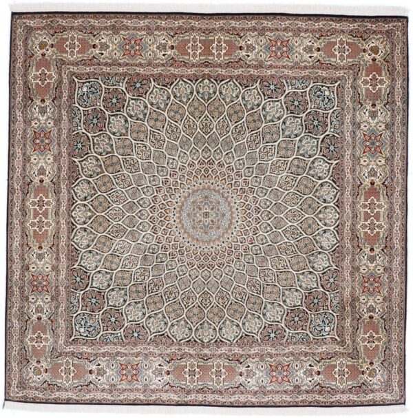 Kashmir Oriental Rug 187 × 183 cm, Silk, hand-knotted
