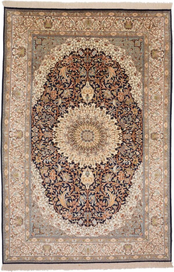 Kashmir Oriental Rug 187 × 282 cm, Silk, hand-knotted