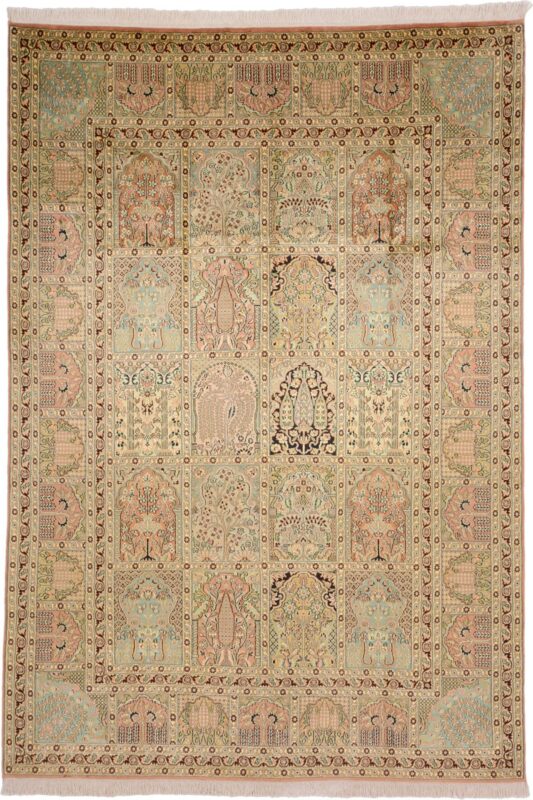 Kashmir Oriental Rug 198 × 287 cm, Silk, hand-knotted