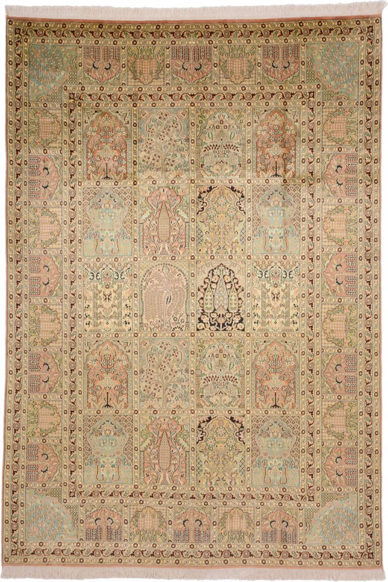 Kashmir Oriental Rug 198 × 287 cm, Silk, hand-knotted