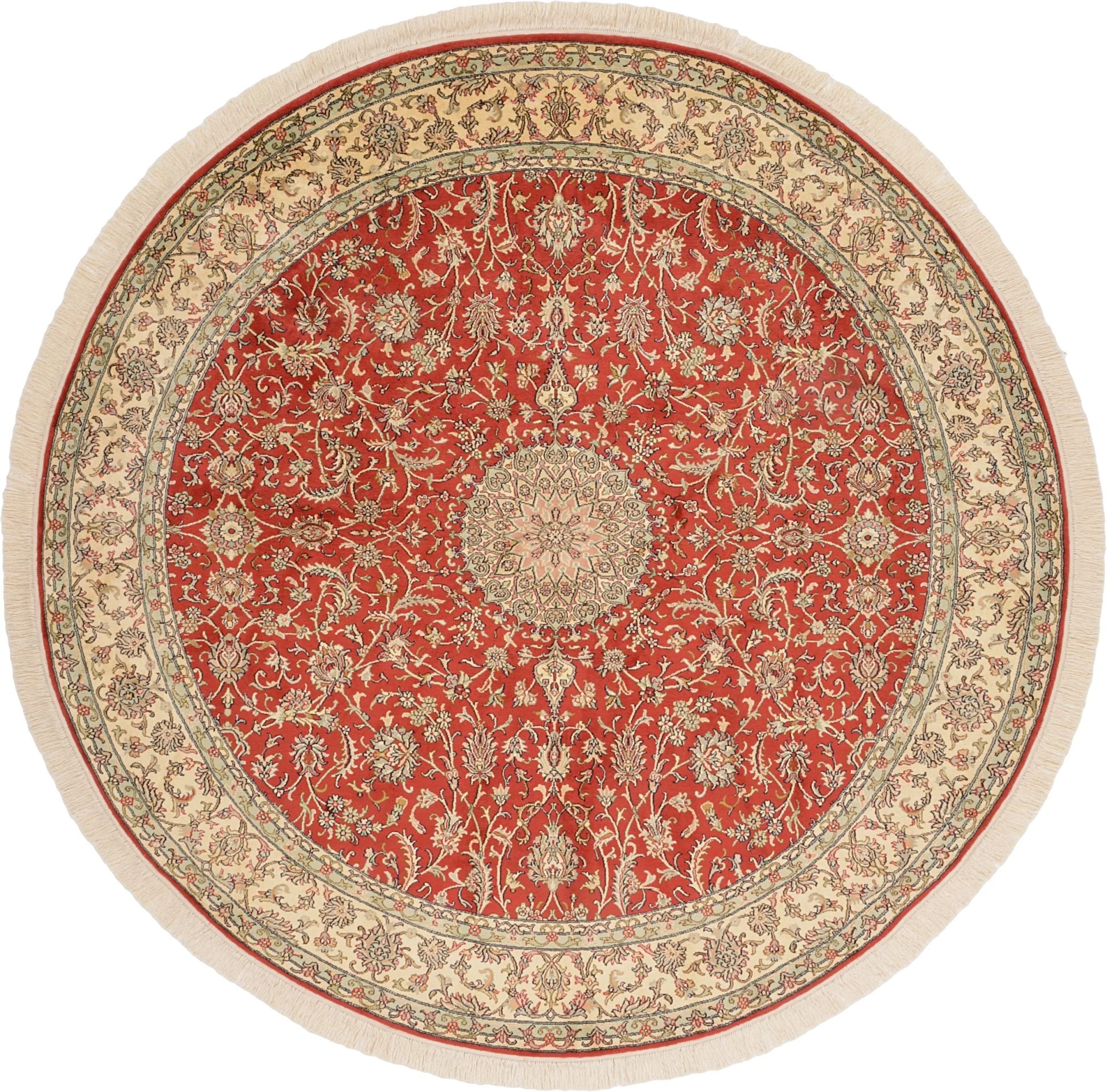 Kashmir Oriental Rug 213 × 213 cm, Silk, hand-knotted