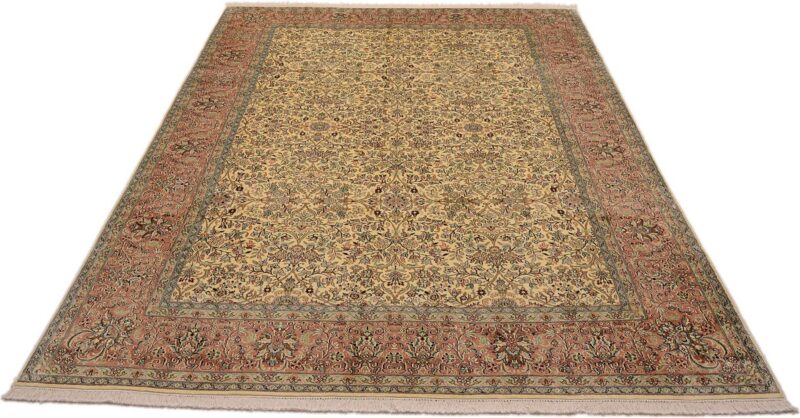 Kashmir Oriental Rug 216 × 313 cm, Silk, White/Beige, hand-knotted — view 2