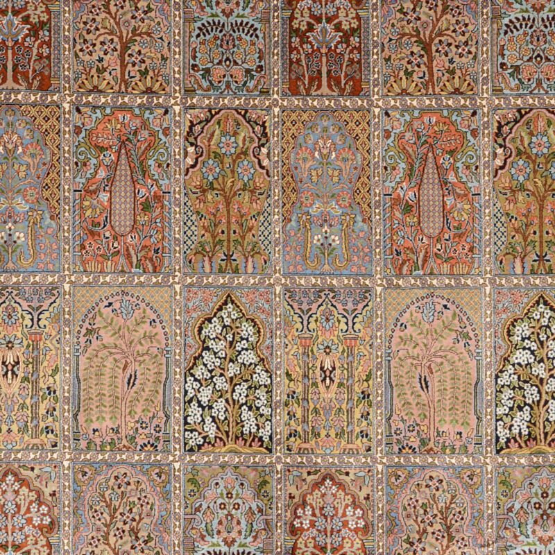 Kashmir Oriental Rug 216 × 313 cm, Silk, White/Beige, hand-knotted — view 4
