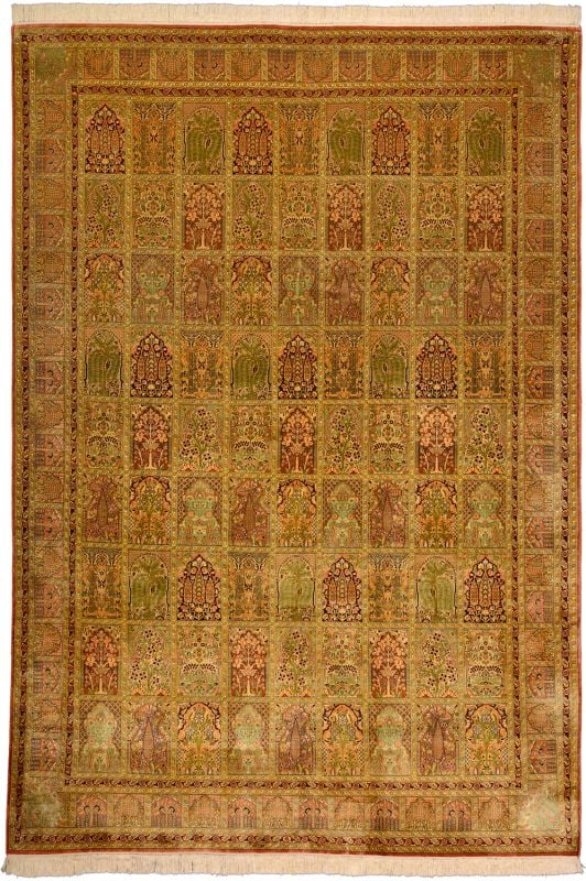Kashmir Oriental Rug 217 × 307 cm, Silk, hand-knotted