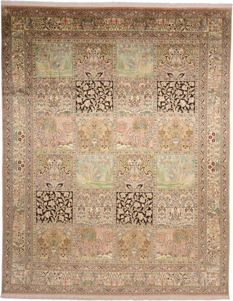 Kashmir Oriental Rug 243 × 307 cm, Silk, hand-knotted