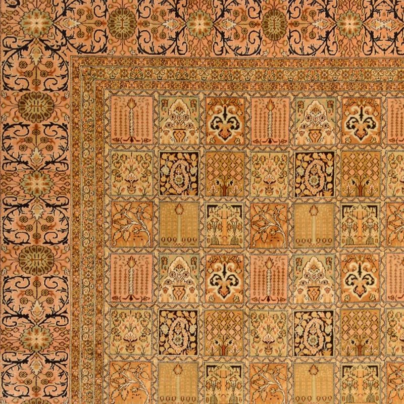 Kashmir Oriental Rug 247 × 305 cm, Silk, hand-knotted, pastel — view 4