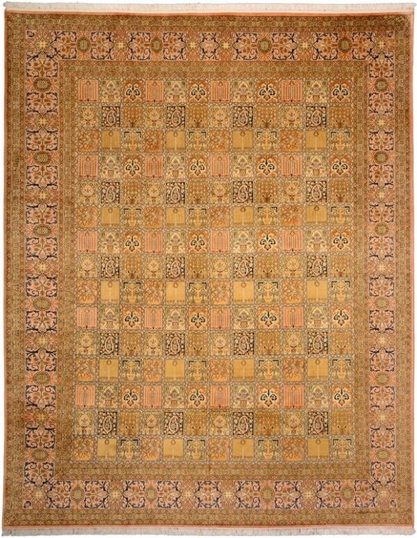 Kashmir Oriental Rug 247 × 305 cm, Silk, hand-knotted, pastel
