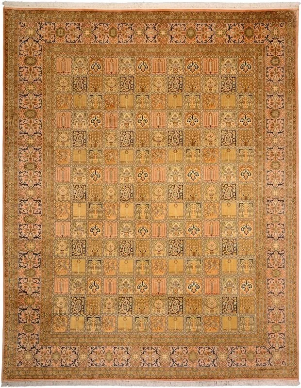 Kashmir Oriental Rug 247 × 305 cm, Silk, hand-knotted, pastel