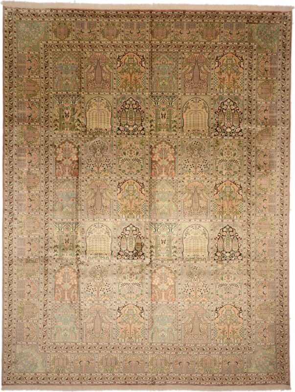 Kashmir Oriental Rug 276 × 361 cm, Silk, White/Beige, hand-knotted