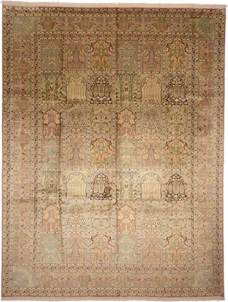Kashmir Oriental Rug 276 × 361 cm, Silk, White/Beige, hand-knotted