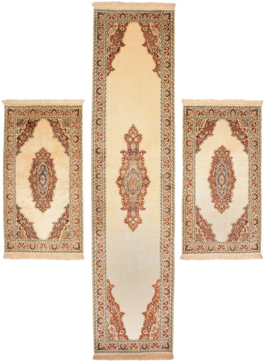 Kashmir Oriental Rug 77 × 328 cm, Silk, hand-knotted, silky