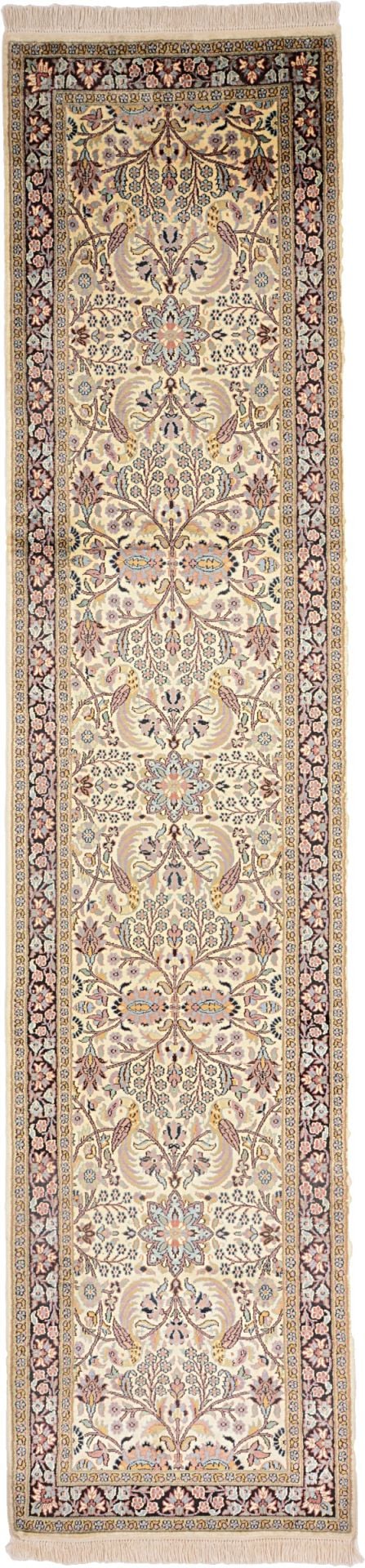 Kashmir Oriental Rug 77 × 334 cm, Silk, hand-knotted