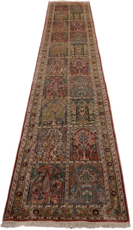 Kashmir Oriental Rug 83 × 474 cm, Silk, hand-knotted, pastel — view 2