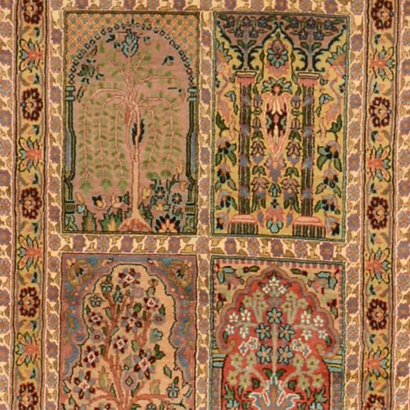Kashmir Oriental Rug 83 × 474 cm, Silk, hand-knotted, pastel — view 4