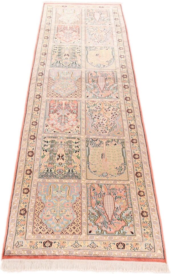 Kashmir Oriental Rug 85 × 308 cm, Silk, hand-knotted — view 3