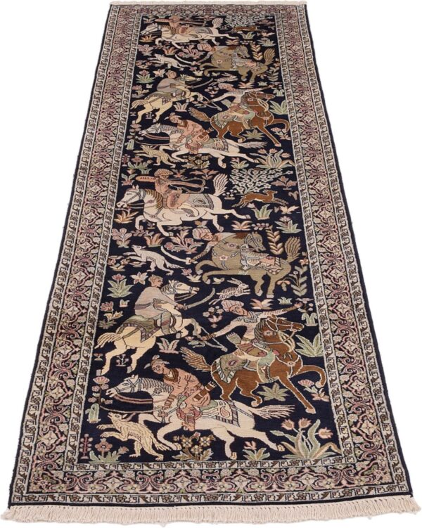 Kashmir Oriental Rug 85 × 310 cm, Silk, hand-knotted — view 2