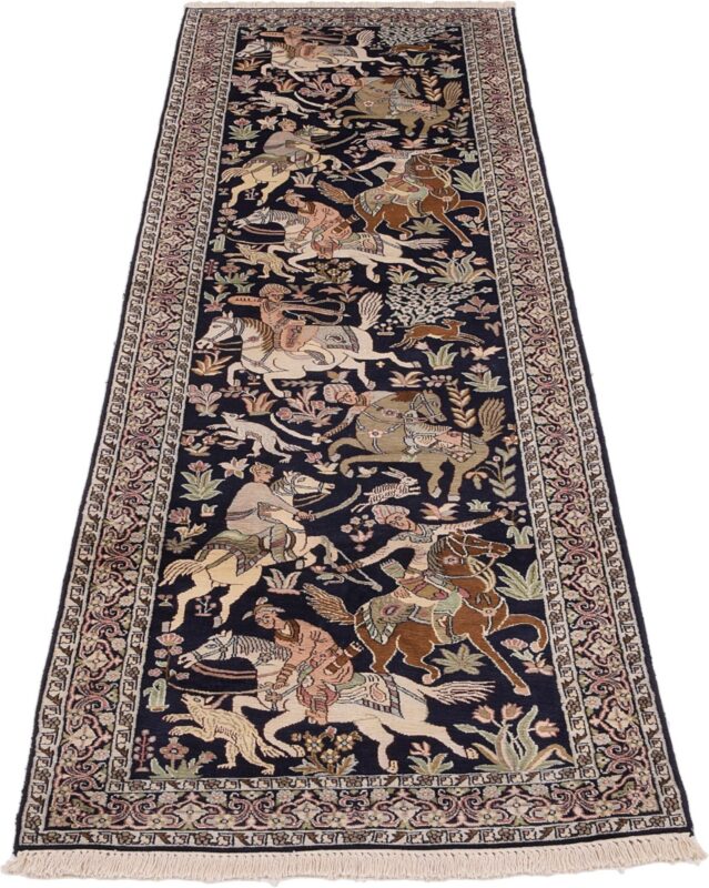 Kashmir Oriental Rug 85 × 310 cm, Silk, hand-knotted — view 2