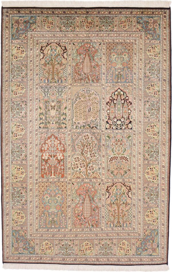 Kashmir Oriental Rug 130 × 196 cm, Silk, hand-knotted