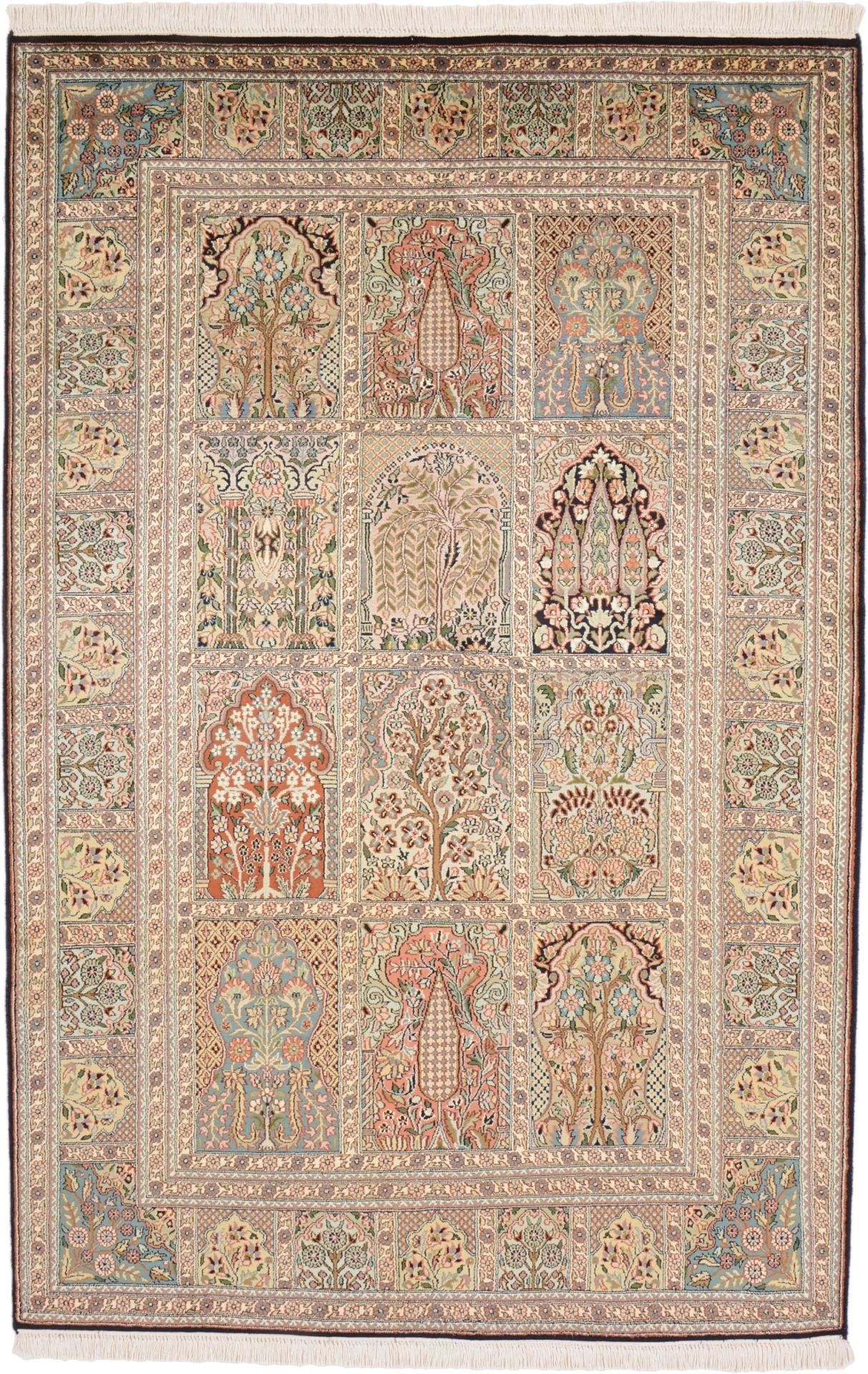 Kashmir Oriental Rug 130 × 196 cm, Silk, hand-knotted